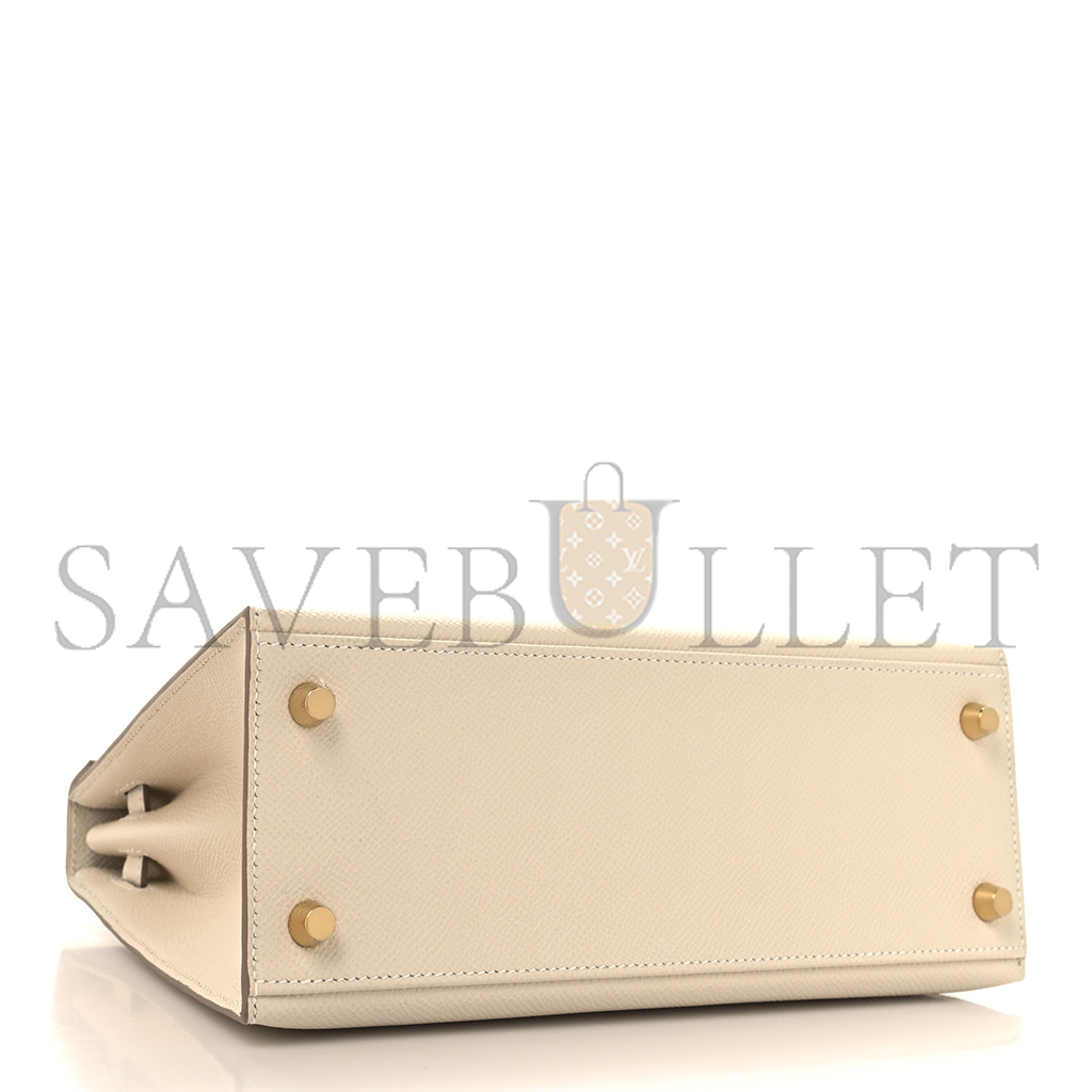 H**mes epsom kelly 25 milkshake white with golden brown lining (25*17*7cm)